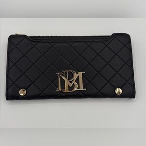 Black Quilted Wallet with Gold Accents